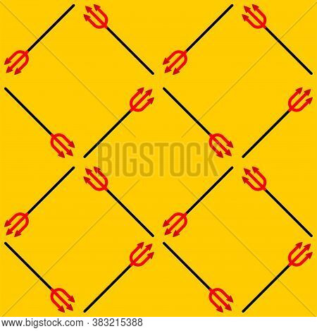 Demon's Trident Pattern Seamless. Satan's Weapon Background