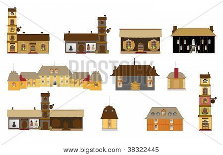 original houses, icons, signs, vector