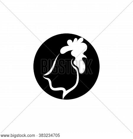 Rooster Head Logo Template Vector Black Circle
