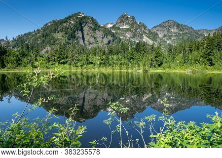 Picture Lake And Mt Shuksan In The Mt Baker National Recreation Area Of Washington State