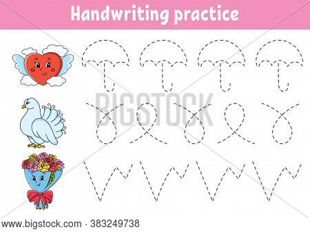 Handwriting Pactice. Education Developing Worksheet. Activity Page. Valentines Day. Color Game For C