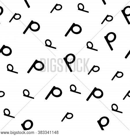 Black And White Seamless Pattern With The Letter P. Background In Minimalist Style. Hand Drawn For F