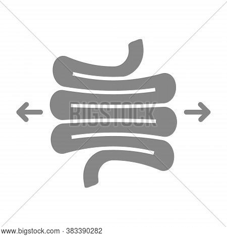 Irritable Bowel Syndrome Grey Icon. Diseases Internal Organ Symbol.