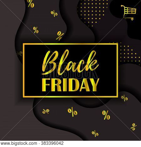 Black Friday Sale Banner In Black And Gold Colours.