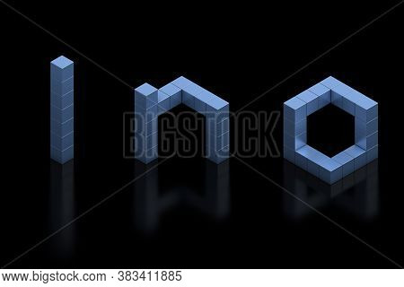 Cubical 3d Font Letters L N O, Three Dimensional Object