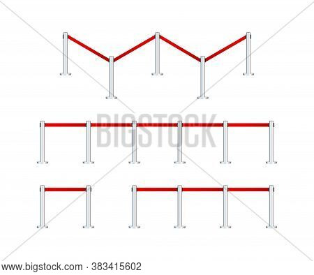 Realistic Fencing For Exclusive Entrance Or Security Zone. Vip Presentation. Vector Stock Illustrati