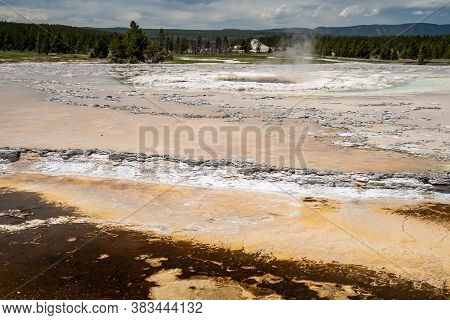 Great Fountain Geyser, Along Firehole Lake Drive In Yellowstone National Park