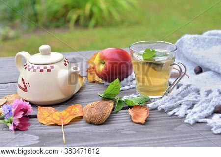 wooden apple tea set