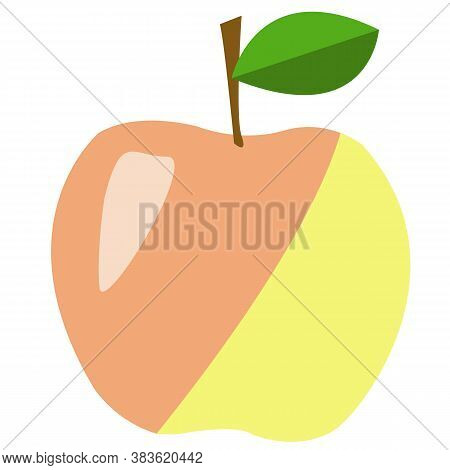 Simple Two-color Apple With A Leaf On A Transparent Background
