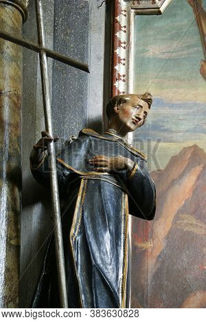 GORNJI MIKLOUS, CROATIA - SEPTEMBER 26, 2011: St. Ignatius statue at St. Michael's Altar at St. Nicholas Church in Gornji Miklous, Croatia
