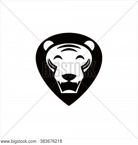 Lion Head Logo Simple Animal Point Shape Mane In Black Color Fun Icon Or Design Template
