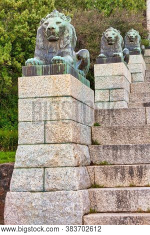 Cape Town , South Africa 9.23.2011, The lions from the Rhodes memorial statue in Cape Town, South Africa