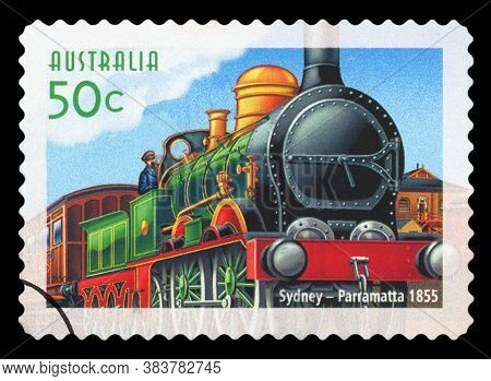 Australia - Circa 2004: A Used Postage Stamp From Australia, Depicting An Illustration Of An Early S
