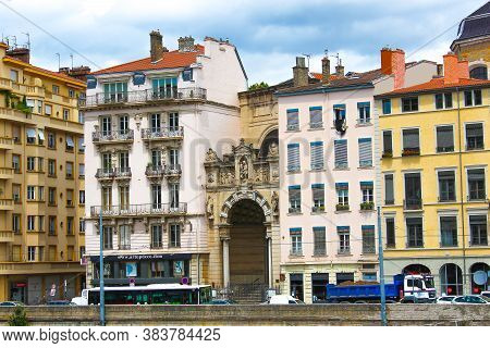 Lion, France - June 16, 2716: The View From River Sona To Lyon City, France