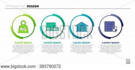 Set Weight, Cardboard Box With Free Symbol, Warehouse And Delivery Pack Security With Shield. Busine