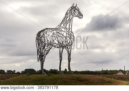 Loire Valley, France - September 7, 2019: Archeval Is The Equestrian Statue (sculptor Ch. Renoncia) 