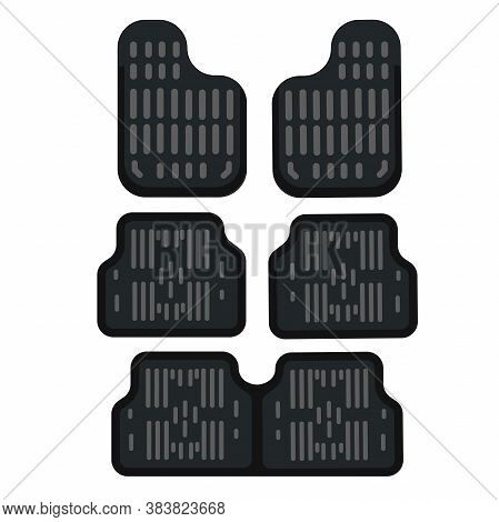 Set Of Rubber Car Mats. Vector Illustration In Flat Style