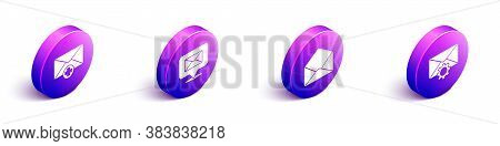 Set Isometric Received Message Concept, Speech Bubble With Envelope, Envelope And Envelope Setting I