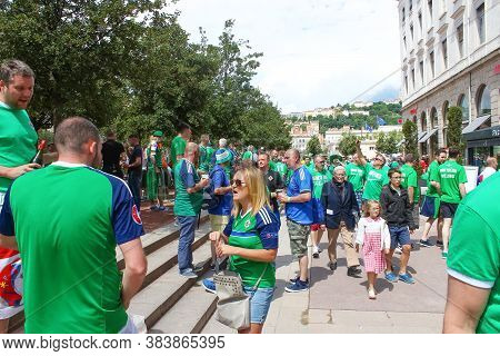 Lyon, France - June 16, 2016: Northern Ireland Fans At Of The European Football Championship Euro 20