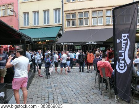 Lion, France - June 16, 2716: The People At Cafe At La Grande Traboule. Traboules Are A Type Of Pass
