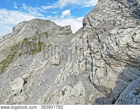 Alpine Peak Huetstock Barglen Schiben Above The Melchtal Valley (or Melch Valley) And In The Uri Alp