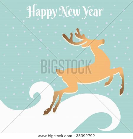 Sfondo di Natale con i cervi. felice anno nuovo sfondo
