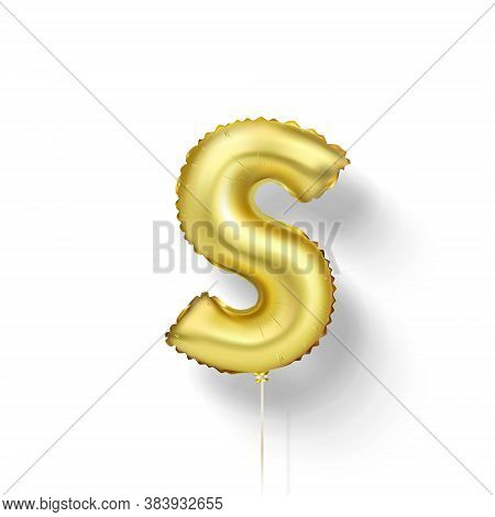 Golden Balloons Letters From Foil. Vector Elements
