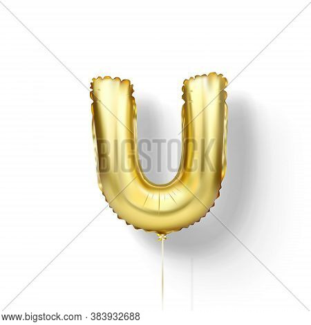 Golden Balloons Letters From Foil. Vector Elements