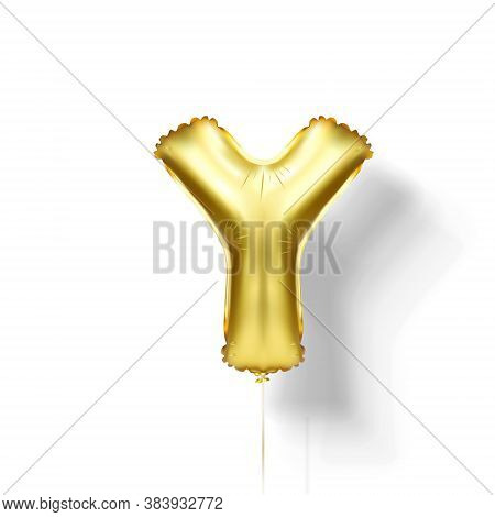Golden Balloons Letters From Foil. Vector Elements