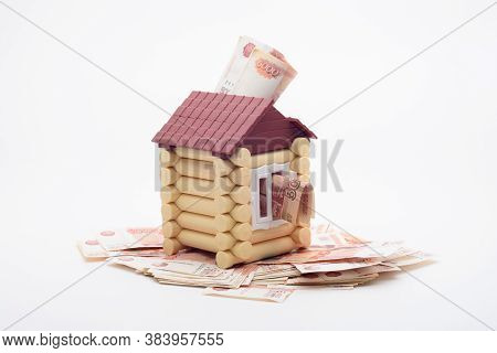 Five-thousandth Russian Banknotes Stick Out From The House