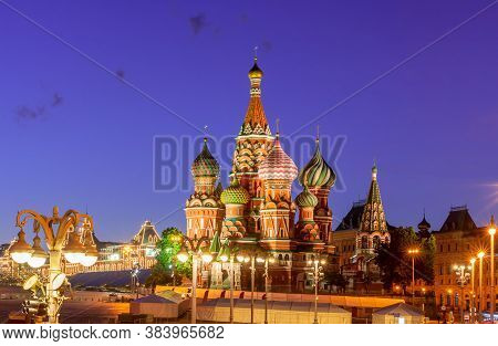 Cathedral Of Vasily The Blessed (saint Basil's Cathedral) On Red Square At Night, Moscow, Russia