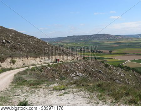 Meseta Landscape Around Castrojeriz, Spain: Pilgrims Road Leads To Unexpected Hill In Other-ways Fla