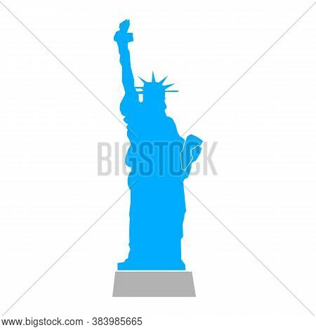 Icon Of Hand And Small Statue Of Liberty. Vector Illustration Eps 10