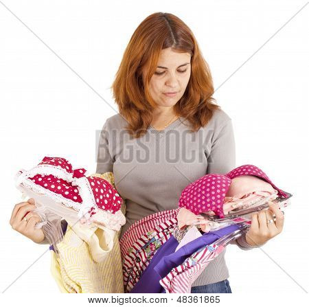 young woman choosing clothes