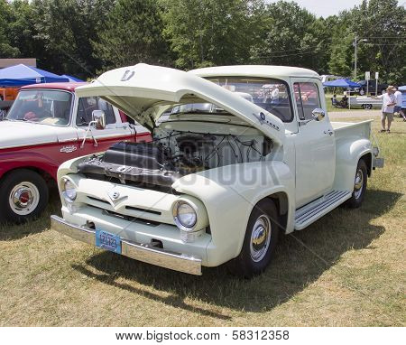 1956 Ford F-100 White Truck