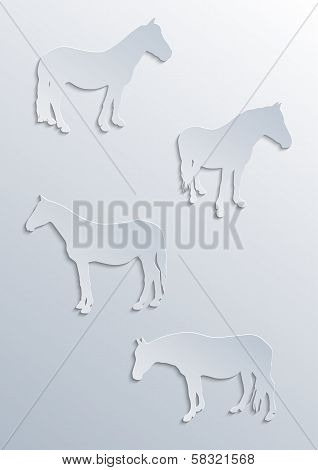 Four horses silhouettes