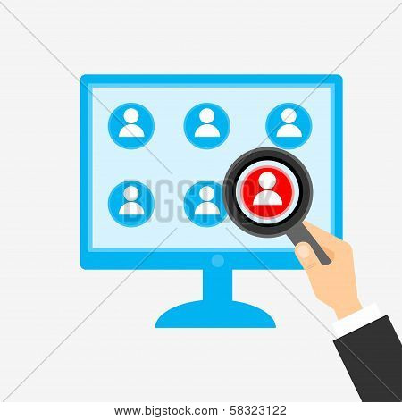 Vector concept in flat style - search person
