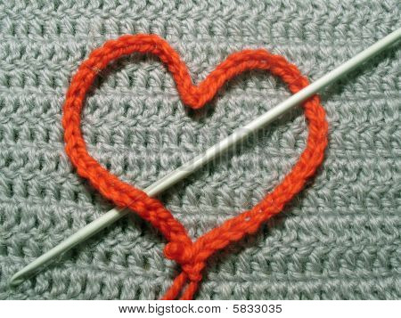 Red knitted heart