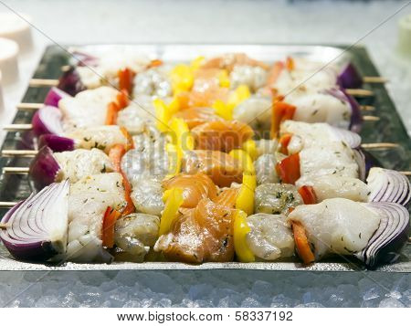 Semifinished kebab meat and vegetable