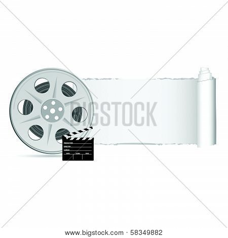 Film Tape With Tearing Paper Color Vector