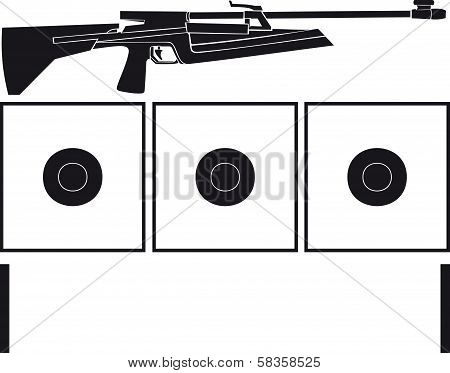 Rifle and targets for biathlon