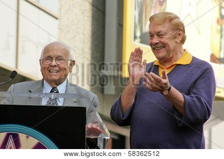 Johnny Grant and Jerry Buss at the Ceremony Honoring Los Angeles Lakers Owner Jerry Buss with the 2,323rd star on the Hollywood Walk of Fame. Hollywood Boulevard, Hollywood, CA. 10-30-06