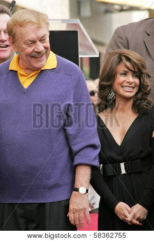 Jerry Buss and Paula Abdul at the Ceremony Honoring Los Angeles Lakers Owner Jerry Buss with the 2,323rd star on the Hollywood Walk of Fame. Hollywood Boulevard, Hollywood, CA. 10-30-06