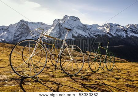 Snowy Mountains And Rocks At Gourette In The Pyrenees, France