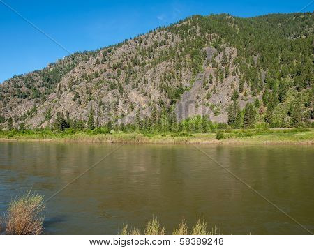 Wide Mountain River Cuts A Valley - Clark Fork River Montana Usa