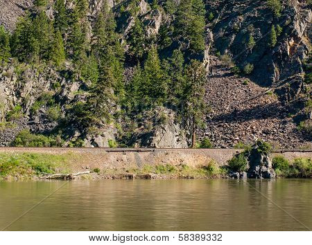 Wide Mountain River Cuts A Valley - Clark Fork River Montana Usa