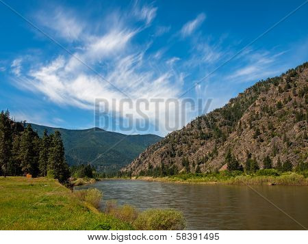 Wide Mountain River Cuts A Valley - Clark Fork River Montana Usa
