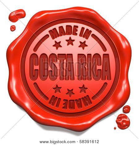 Made in Costa Rica - Stamp on Red Wax Seal.