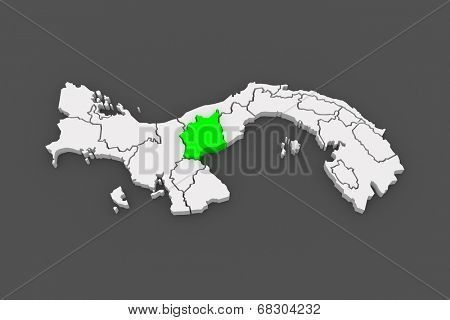Map of Cocle. Panama. 3d