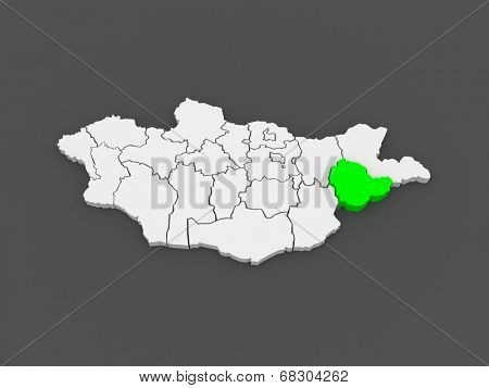 Map of Sukhbaatar. Mongolia. 3d